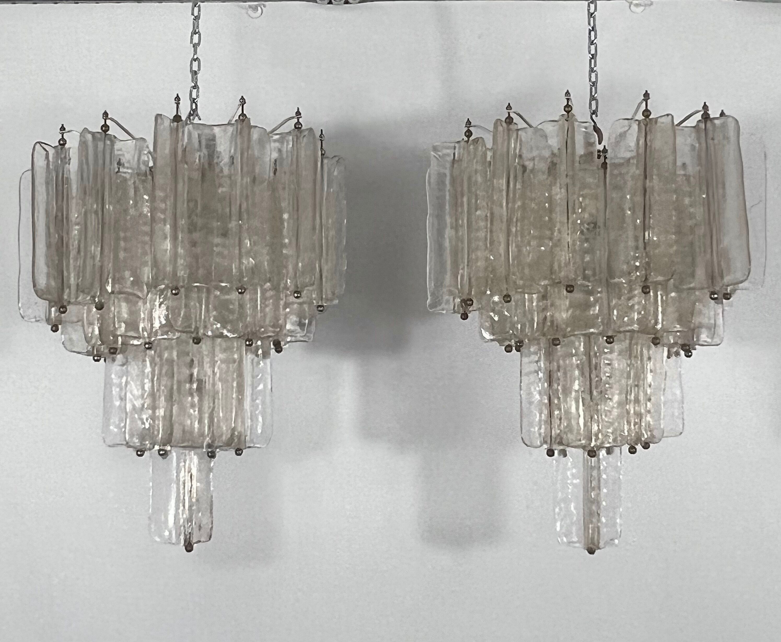 Pair of Murano glass chandeliers by Toni Zuccheri for Venini