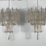 Pair of Murano glass chandeliers by Toni Zuccheri for Venini