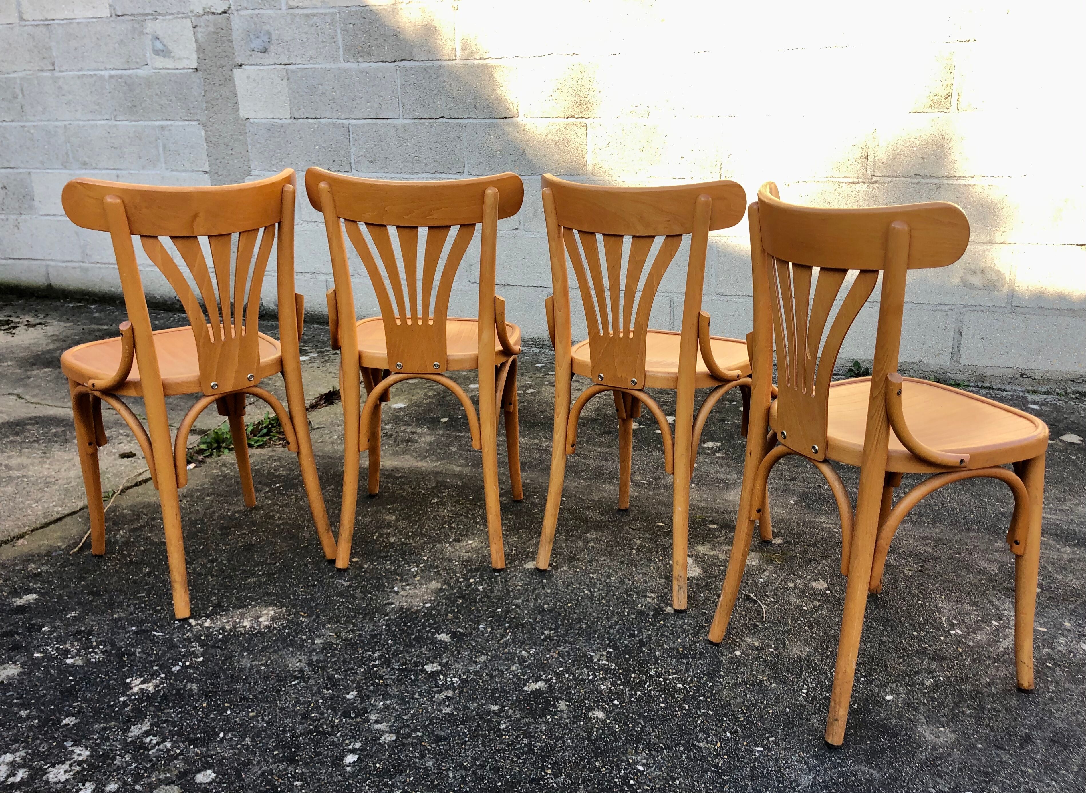 Lot de 4 chaises bistrot bois clair