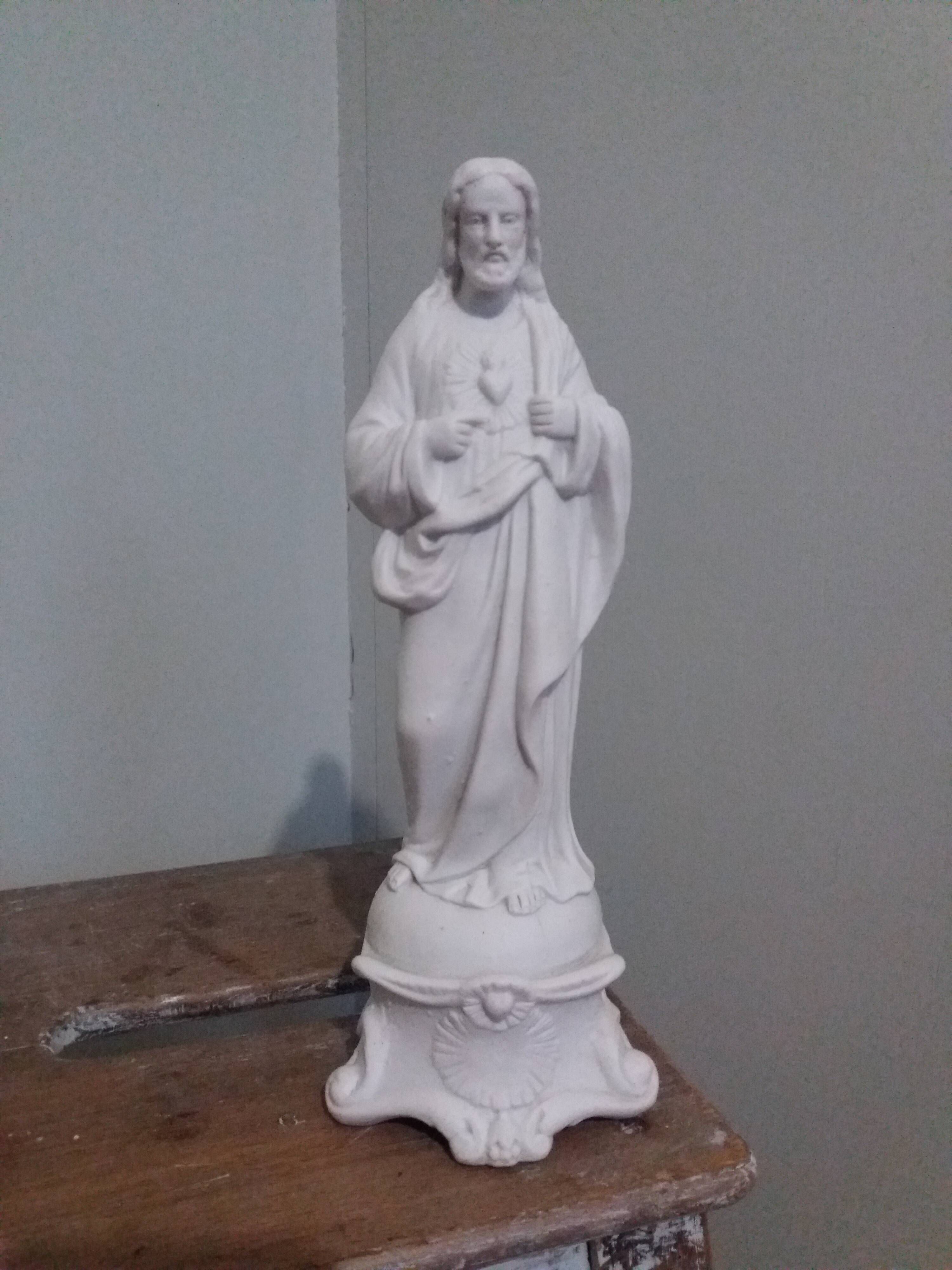 Religious statue, Jesus Christ in biscuit by Mauger and Pezé.