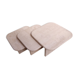 3 travertine trundle tables 1970
