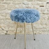 Blue moumoute tripod stool 60s