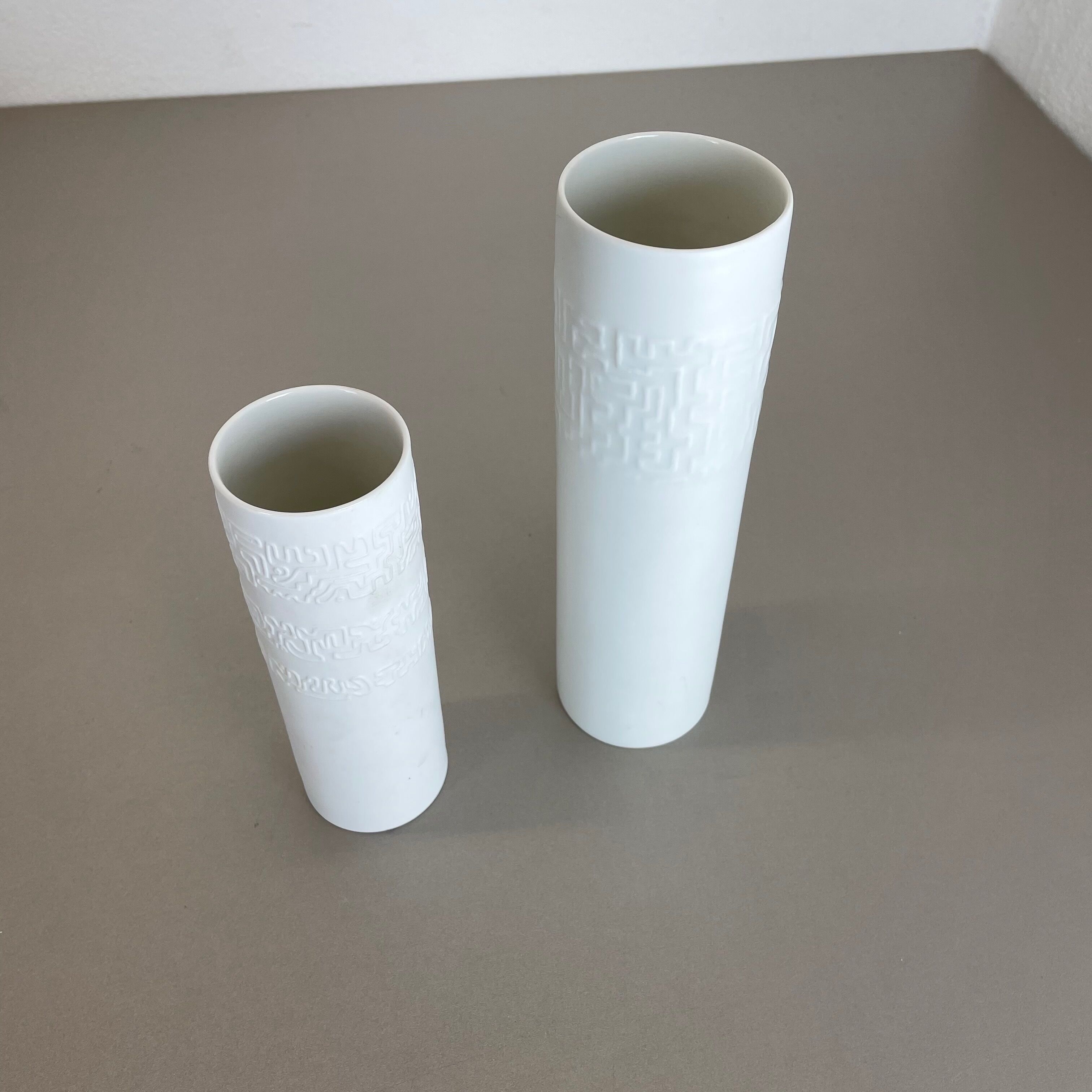 Set of 2 Abstract porcelain Vases by Cuno Fischer for Rosenthal, Germany, 1980s