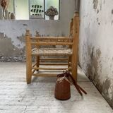Moroccan wooden and rope armchair