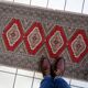 Vintage German geometric rug 72cm x 142cm 1970s - 1С1162