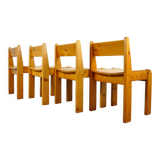 Brutalist pine dining chairs by Ate van Apeldoorn for Houtwerk Hattem, Netherlands 1970s
