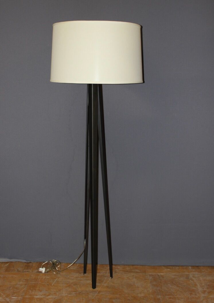 Floor lamp in black lacquered steel around 1980