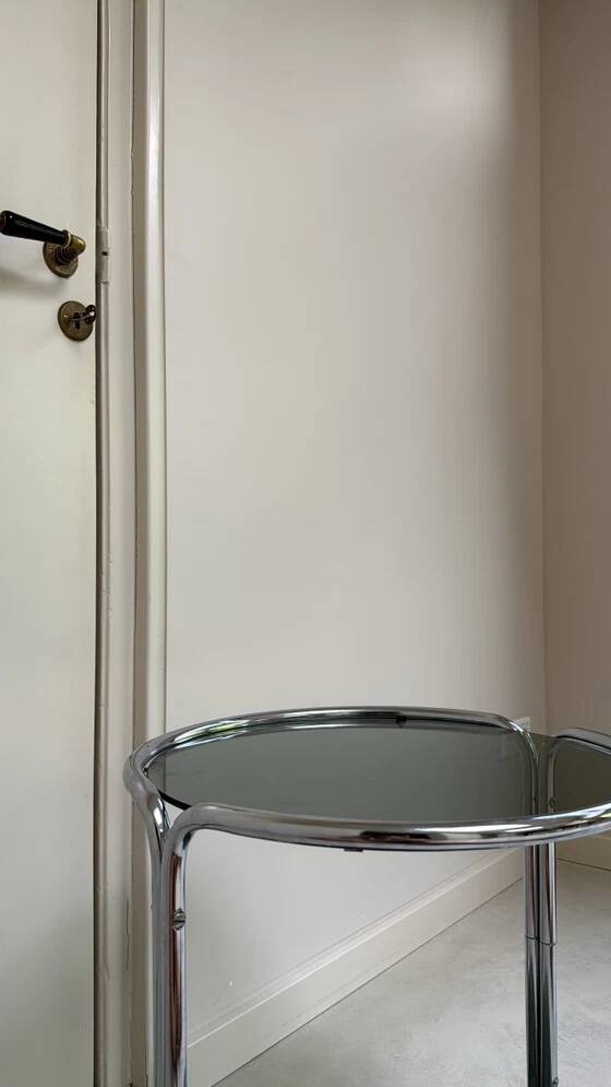 Vintage round chrome trolley / serving cart