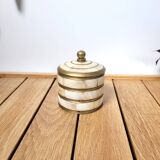 Small round box in mother-of-pearl and brass