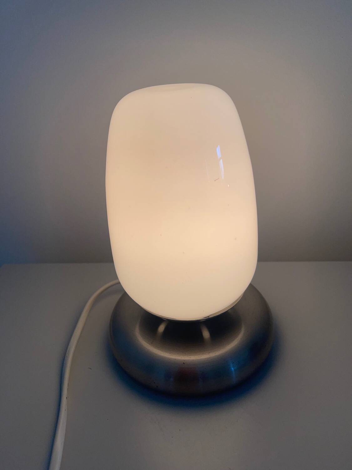 Lampe verre et chrome