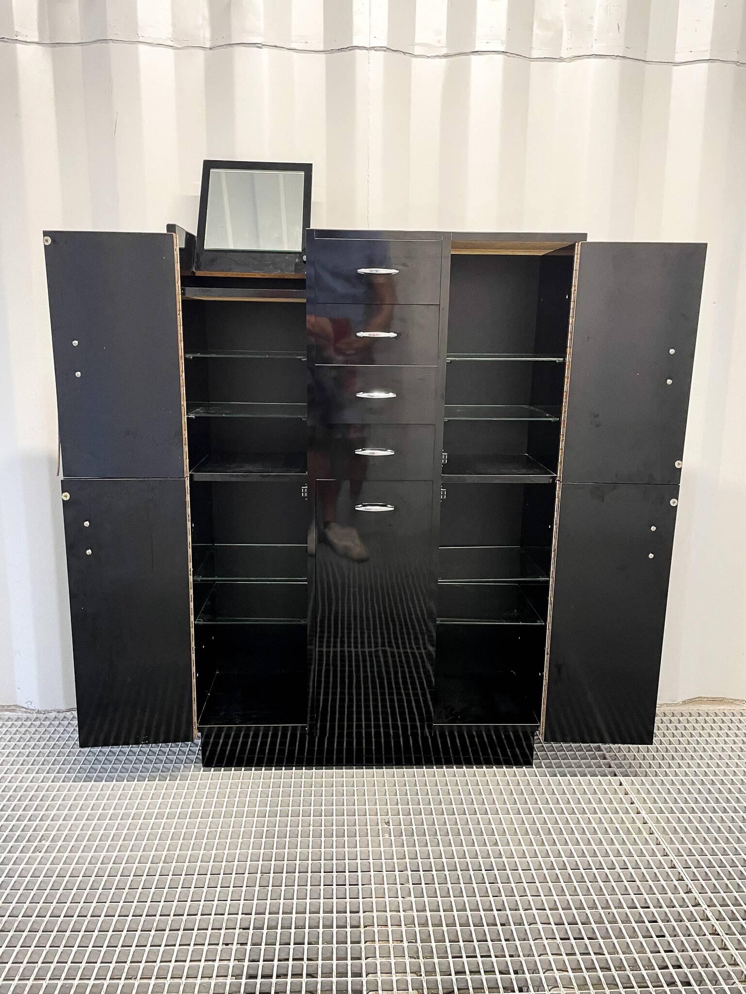 Vintage black Formica cabinet from the 60s