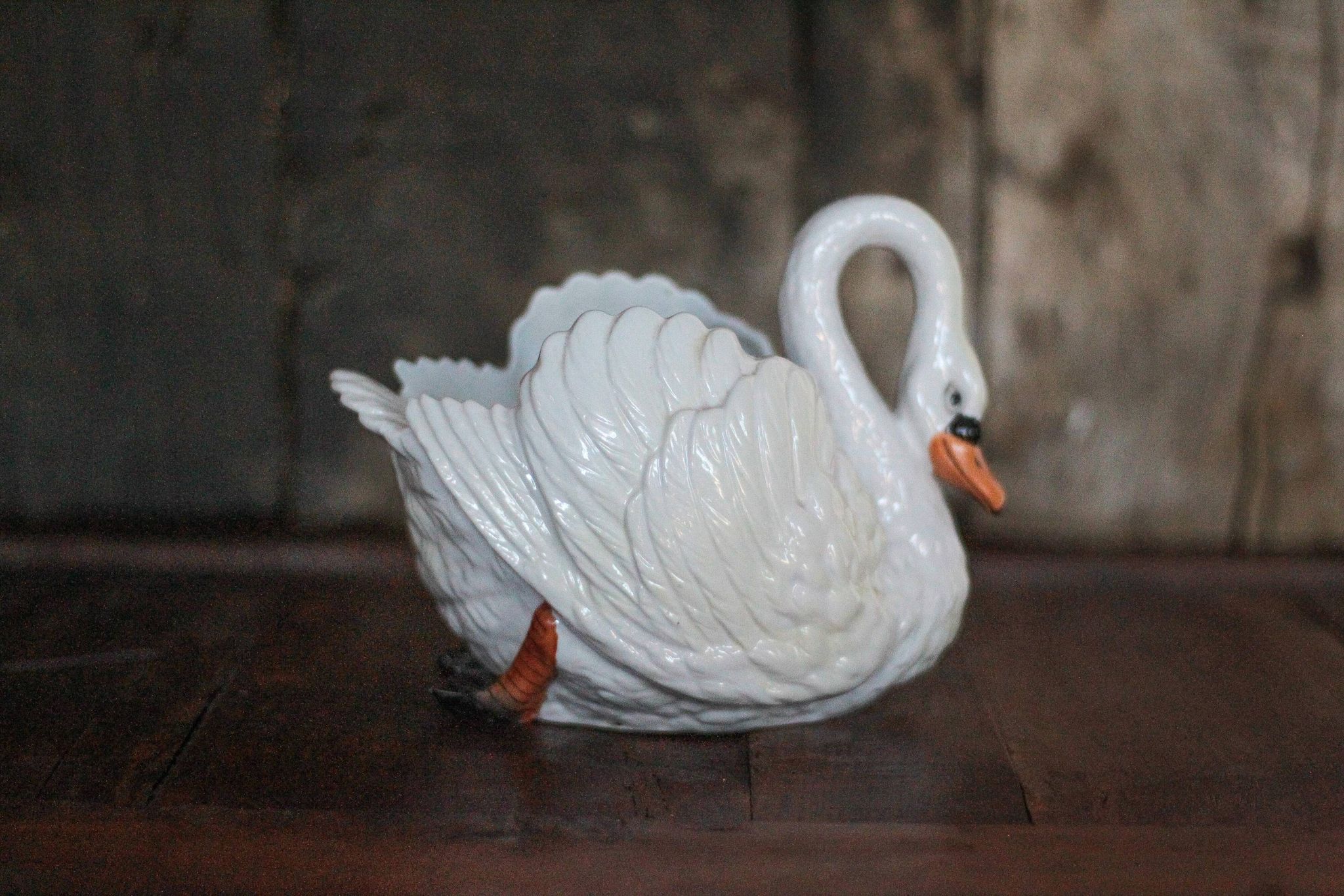 Jardinière céramique cygne, cache-pot cygne, vide poche
