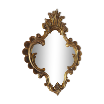 Miroir XIXème en bois doré et glace au mercure 61x45cm