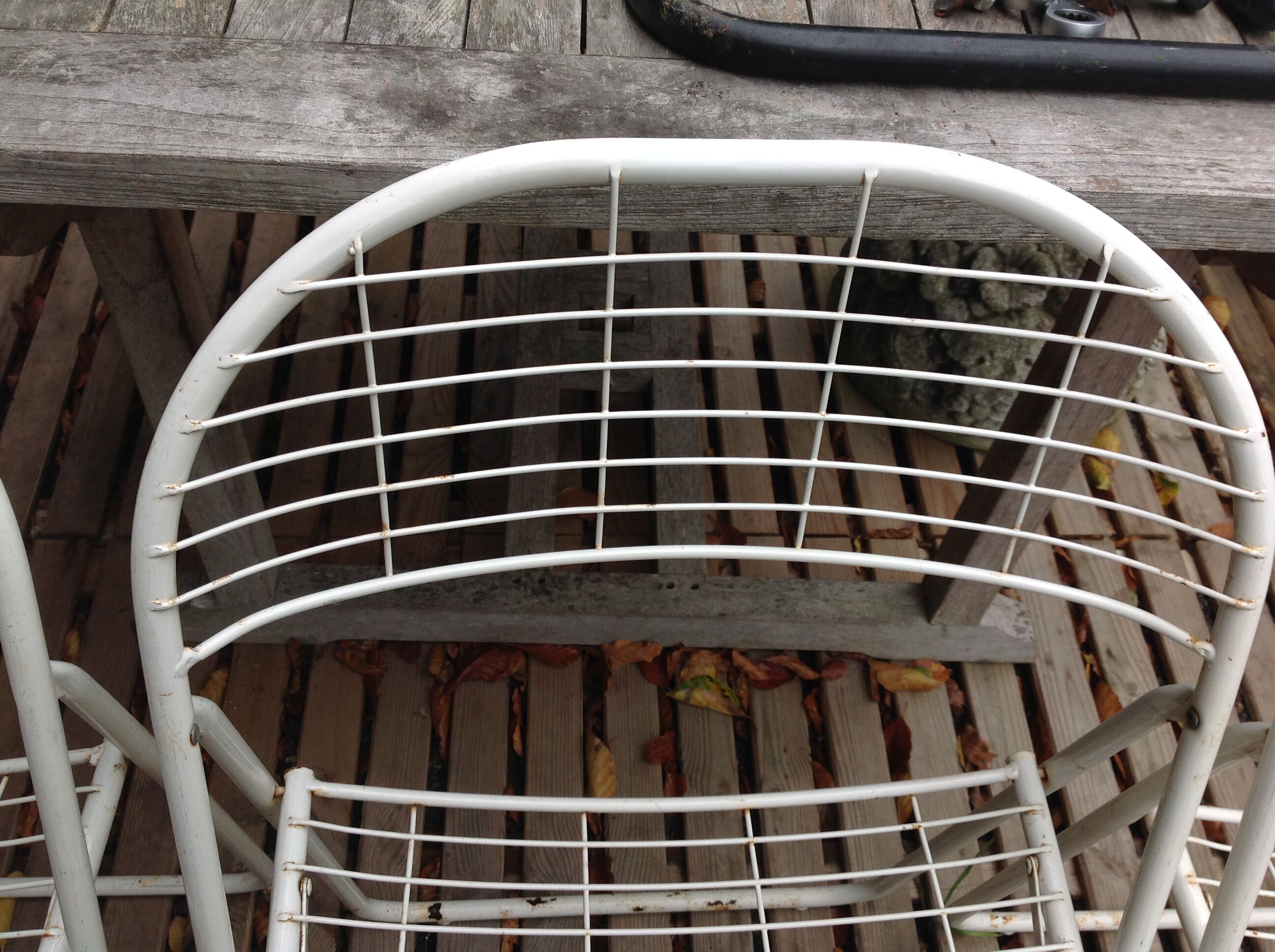 Trio of folding metal chairs