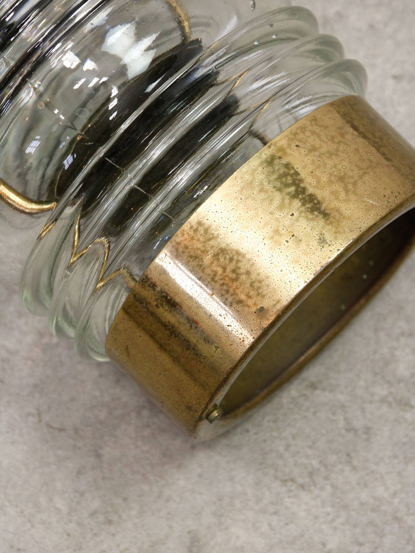 Vintage Italian Brass and Glass Lantern Pendant Lamp, 60s