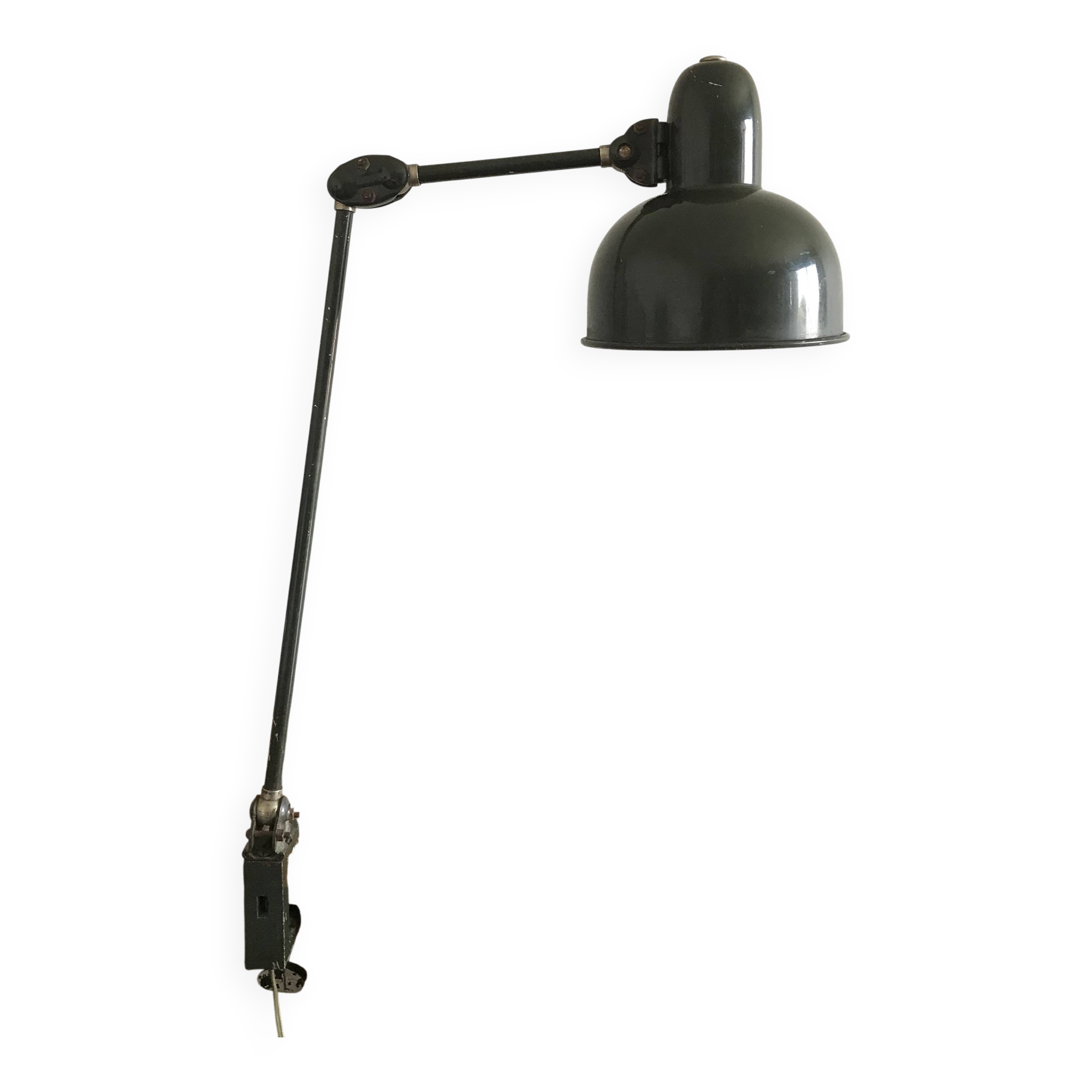 1950s English green workshop lamp