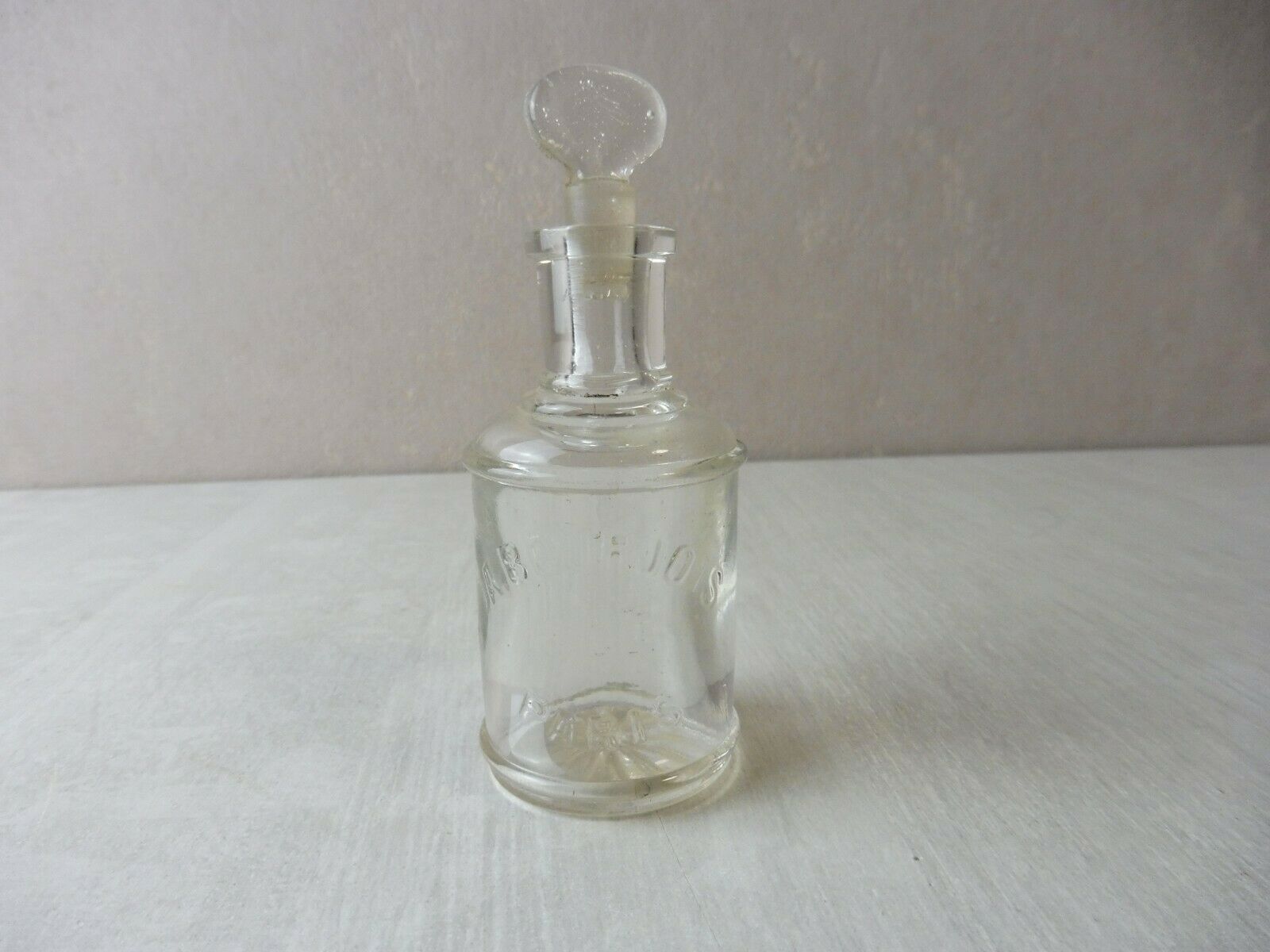 Old carafon bottle, concentrated extract / perfume, A. Bourjois, molded glass