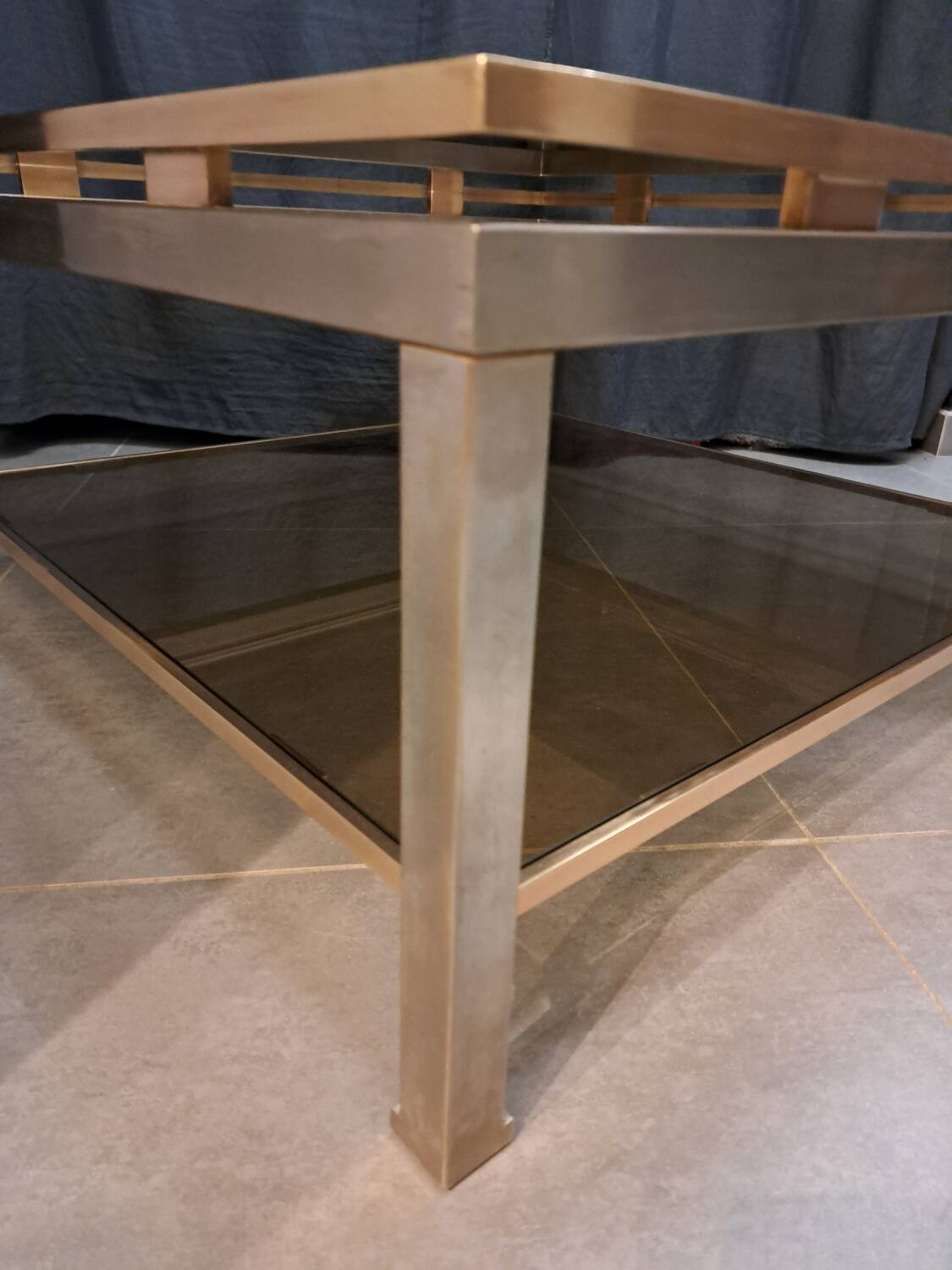 Guy Lefevre coffee table in steel and bronze