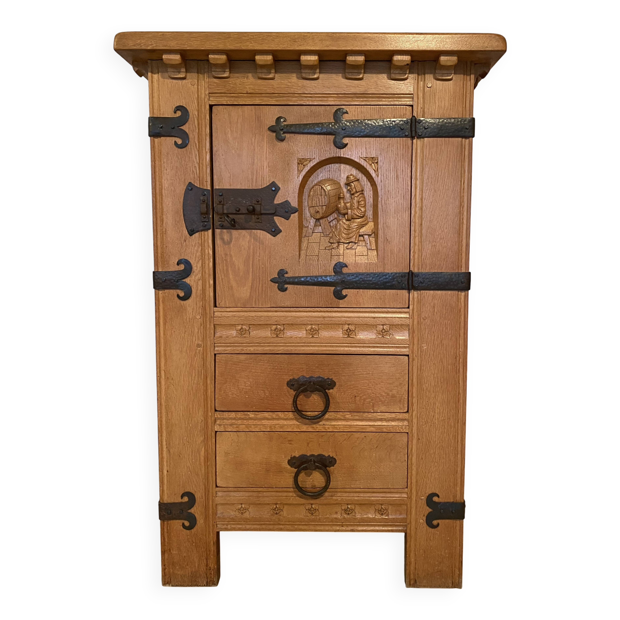Solid oak bar cabinet
