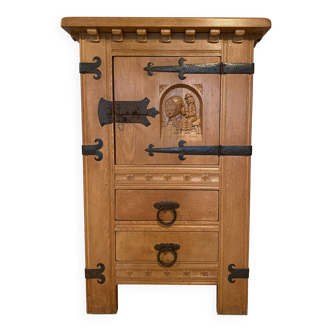 Solid oak bar cabinet