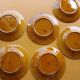 Set of 6 barbotine plates Digoin Sarreguemines from the 1950s-60s.