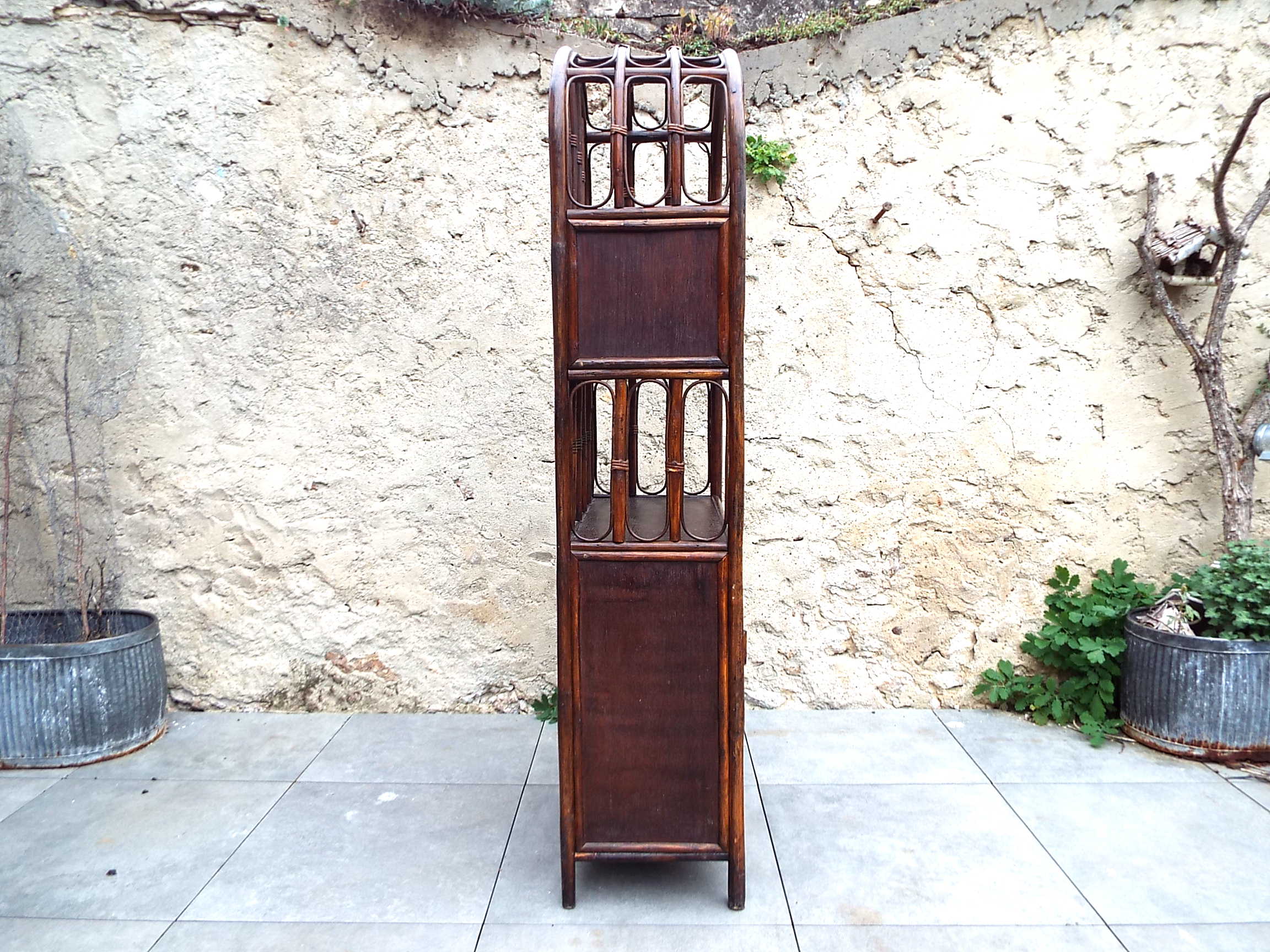 Rattan and bamboo shelf