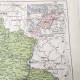 Carte vintage de la Belgique et Luxembourg 43x43cm de 1950