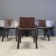 Vintage brown leather dining chairs, set of 6, 1980s