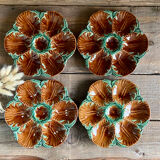 4 vintage slurry oyster plates