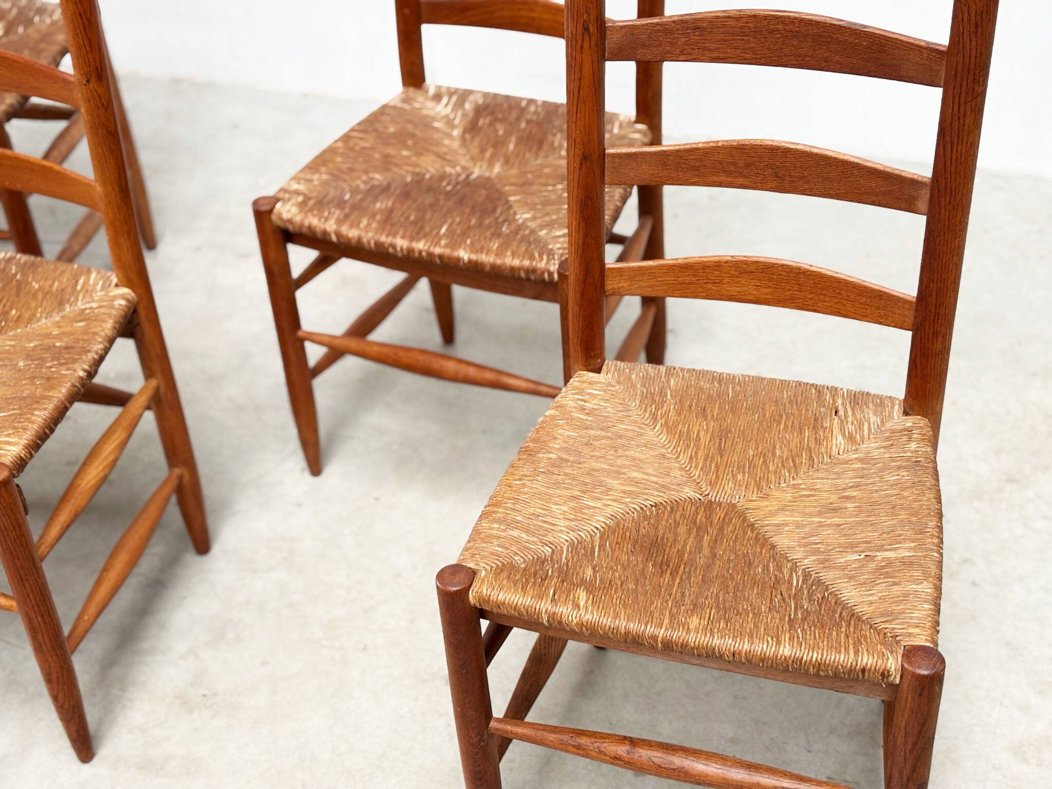 Set of six French dining chairs