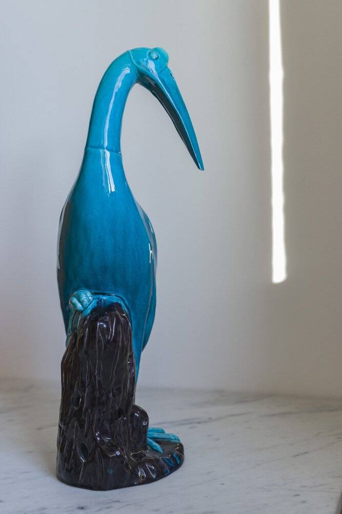 Chinese turquoise glazed crane figurine, 1950s
