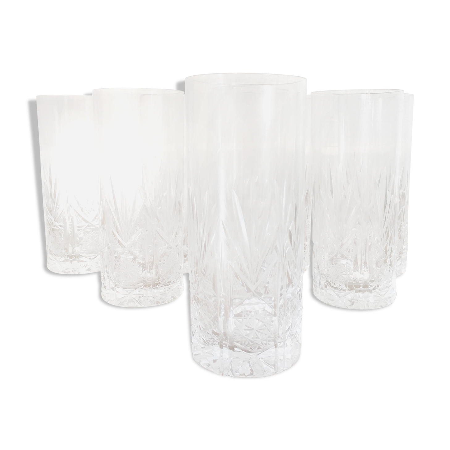 10 cut crystal orange glasses