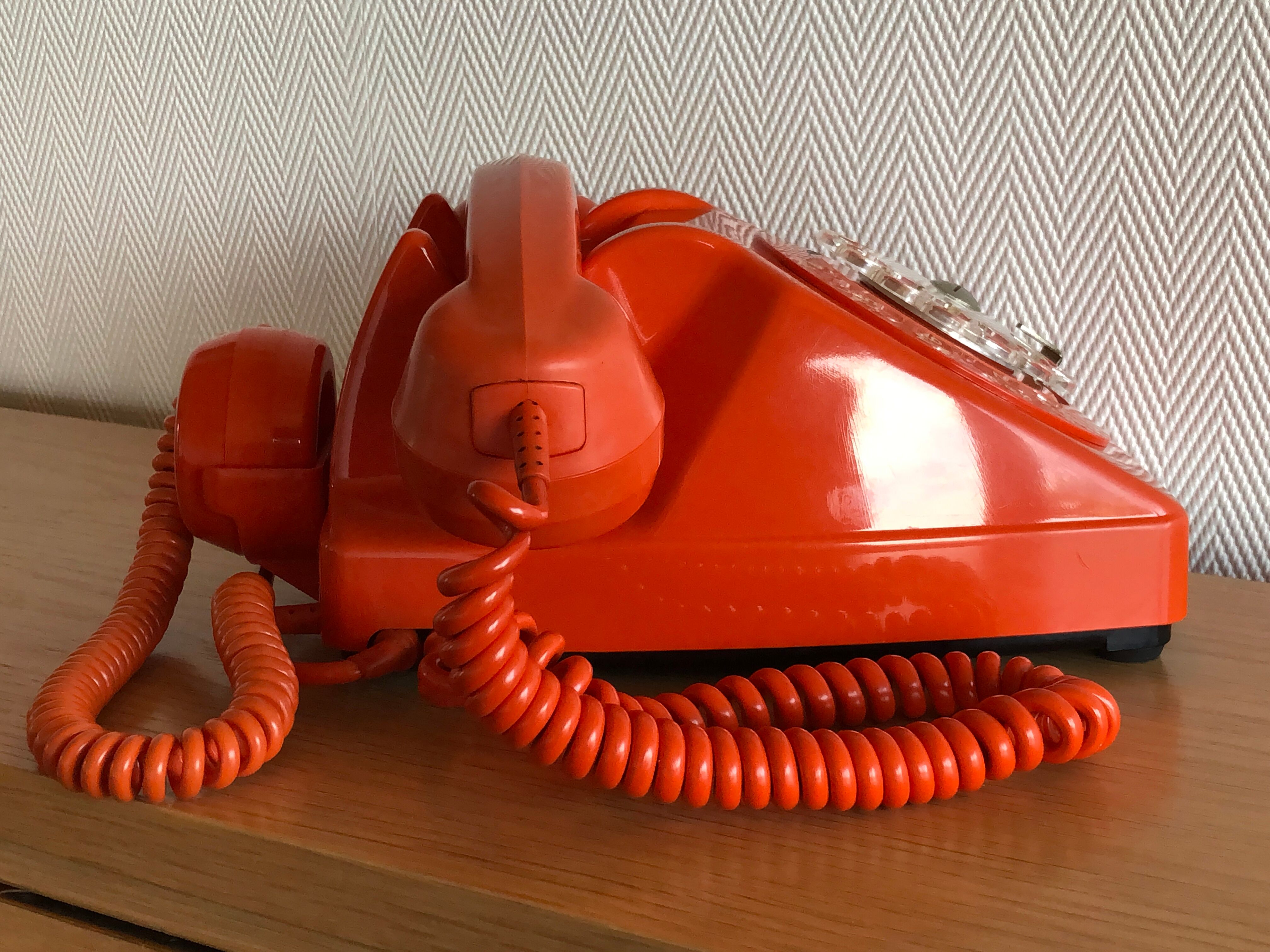 Vintage Orange Socotel dial phone, 1978
