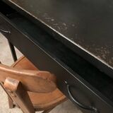 Matte black industrial secretary desk