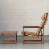 Set of 2 lounge chairs and one footrest by Borge Mogensen for Fredericia Denmark 1960’s