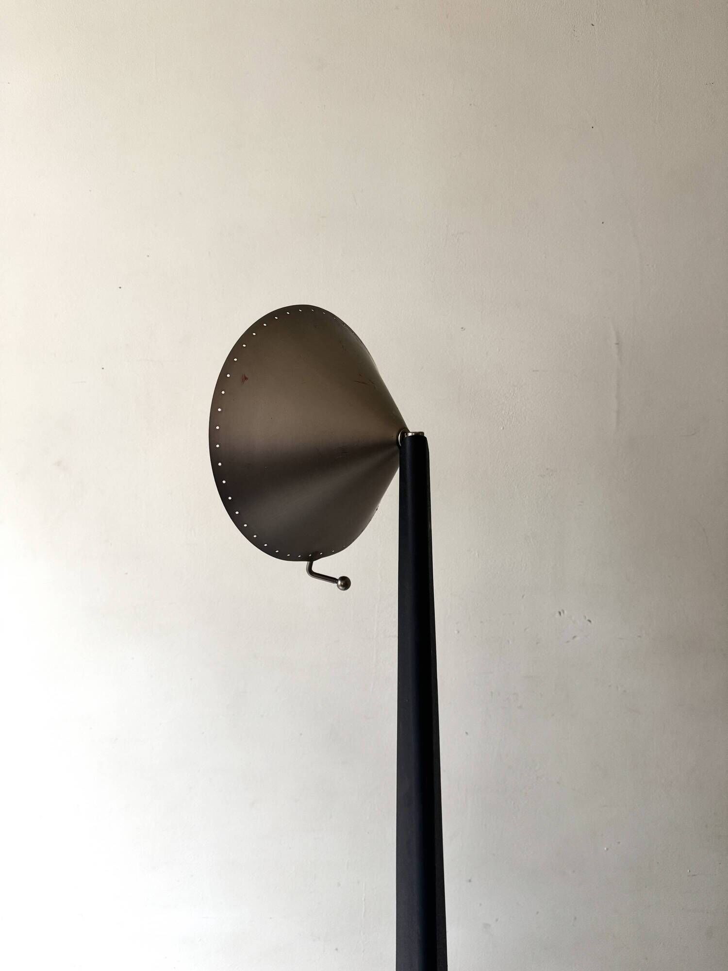 Vintage chrome metal cone floor lamp, adjustable, Ikea 1980.