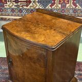 English art deco bedside in walnut magnifying glass