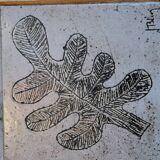 Jacques Blin coffee table in glazed ceramic, oak wood French Riviera 1960 Vintage