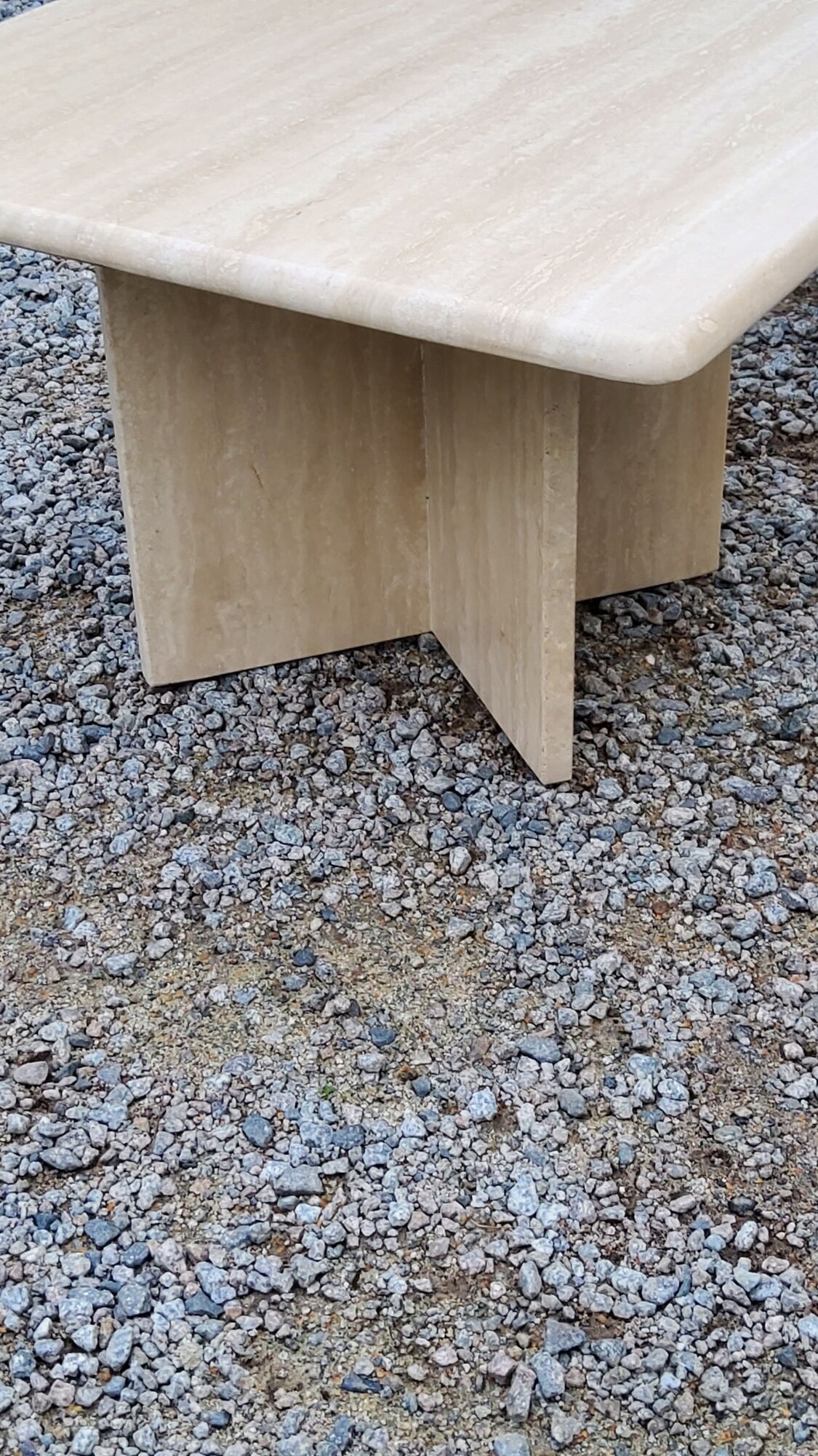 Set of 3 travertine trundle coffee tables from the 70s