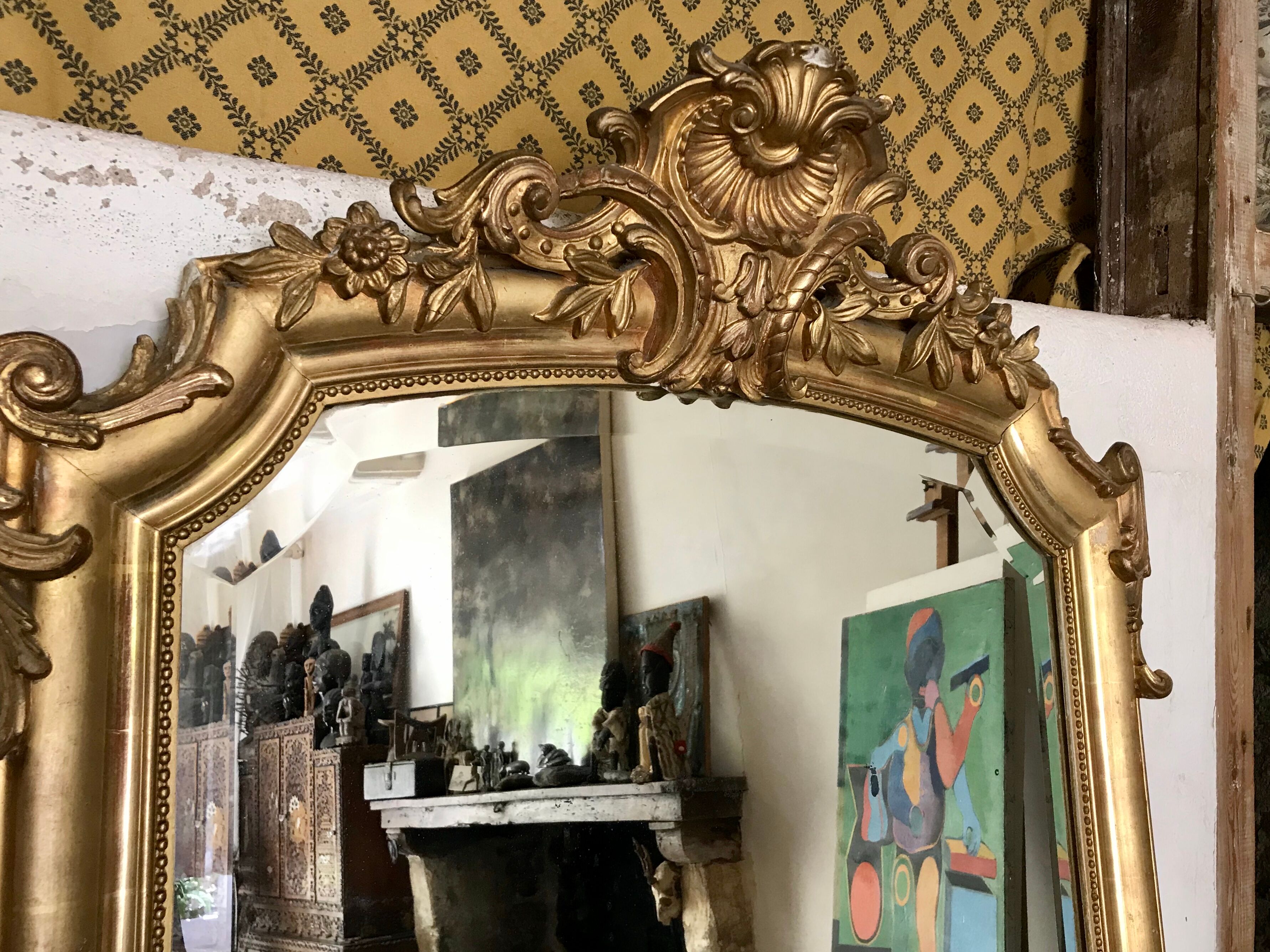 Large golden antique mirror 95x190cm