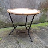Table basse ronde en rotin et métal