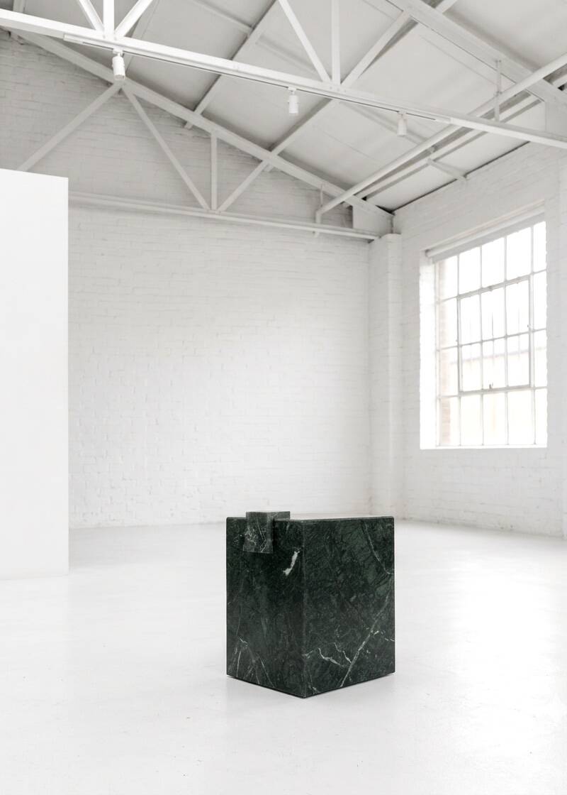 Pedestal table, green marble side table.