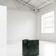 Pedestal table, green marble side table.