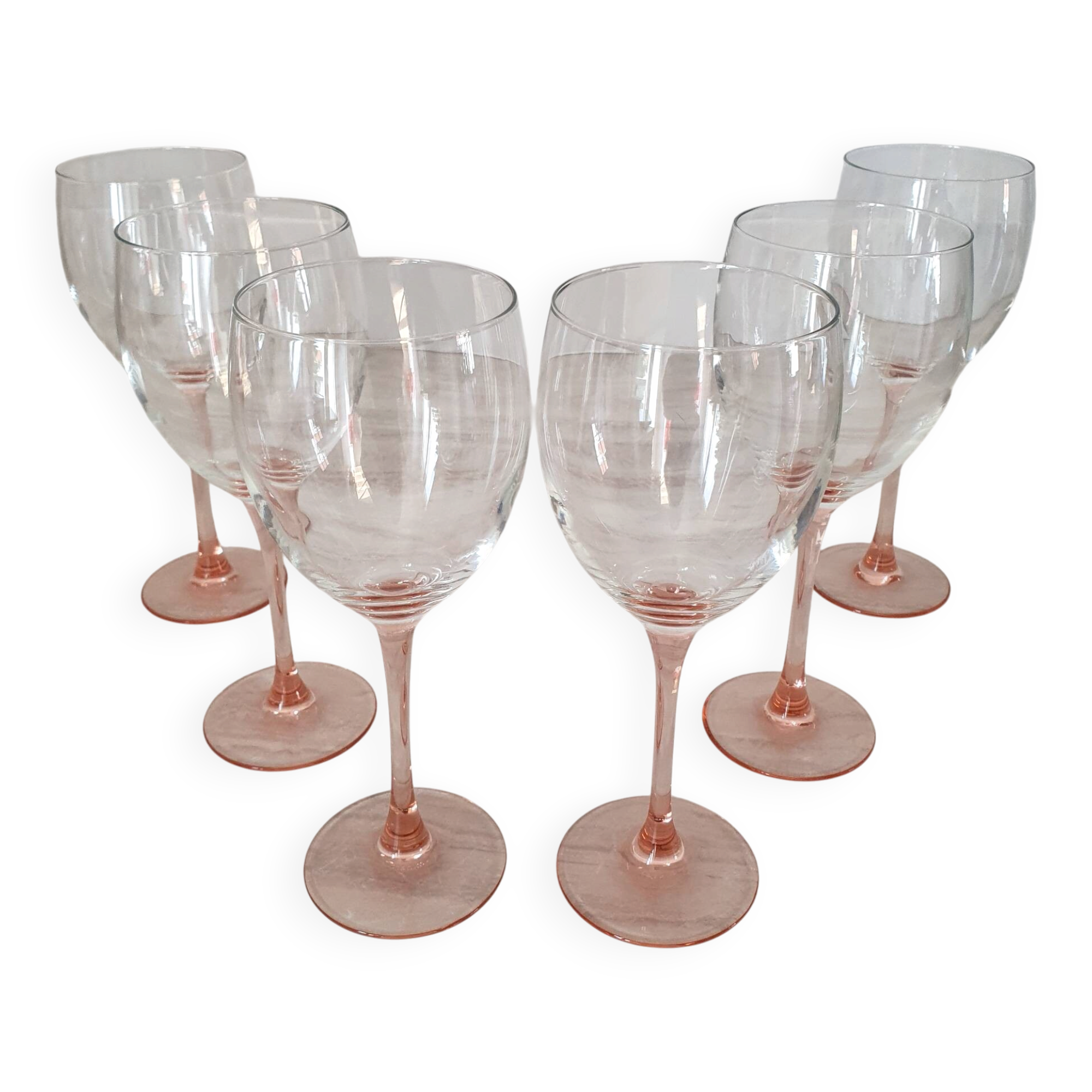 6 Verres à Eau ou Vin / verre à pied Rose par Luminarc