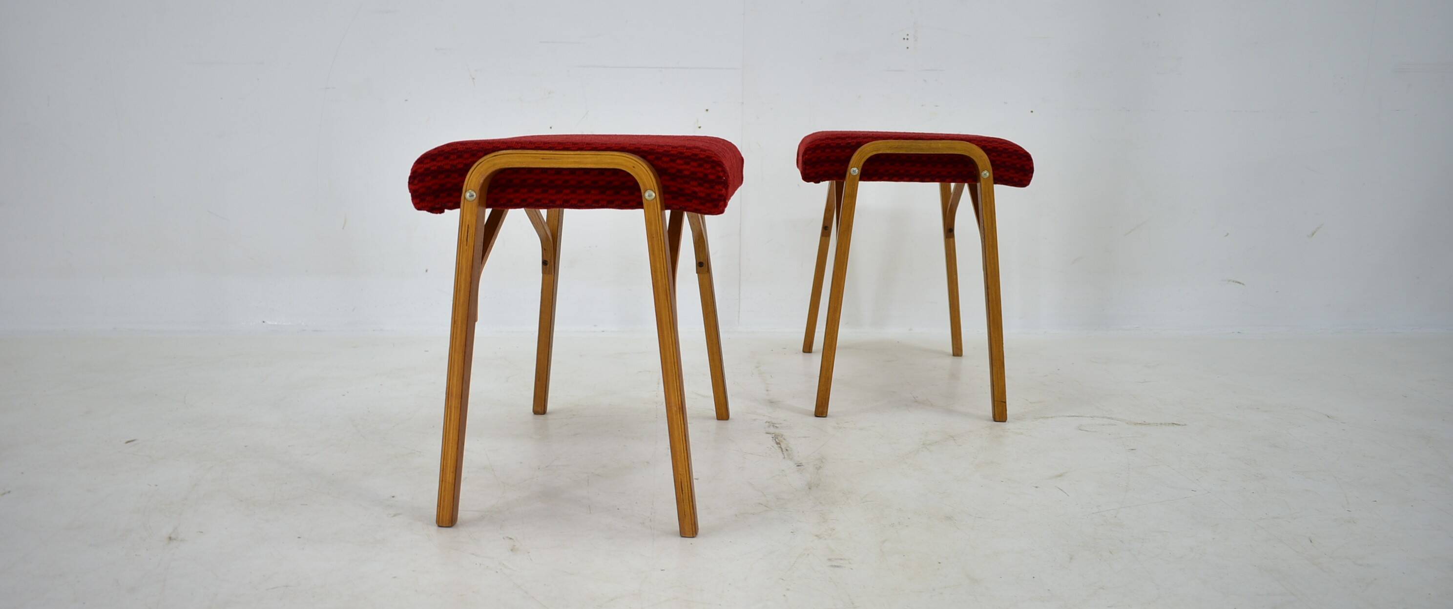 1960s Ludvik Volak beech stools by Drevopodnik Holesov, Czechoslovakia