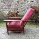 Vintage morris armchair in beech and fabric bordeaux napoleon iii
