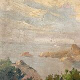 Painting “Seaside View”, oil on canvas glued on hardboard.