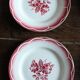 6 assiettes plates Digoin Sarregemines Marsac rouge Fleurs dorure