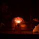 Lampe champignon en rosaline