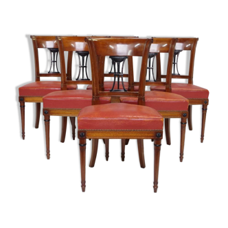 Série de six chaises en acajou de style directoire circa 1940